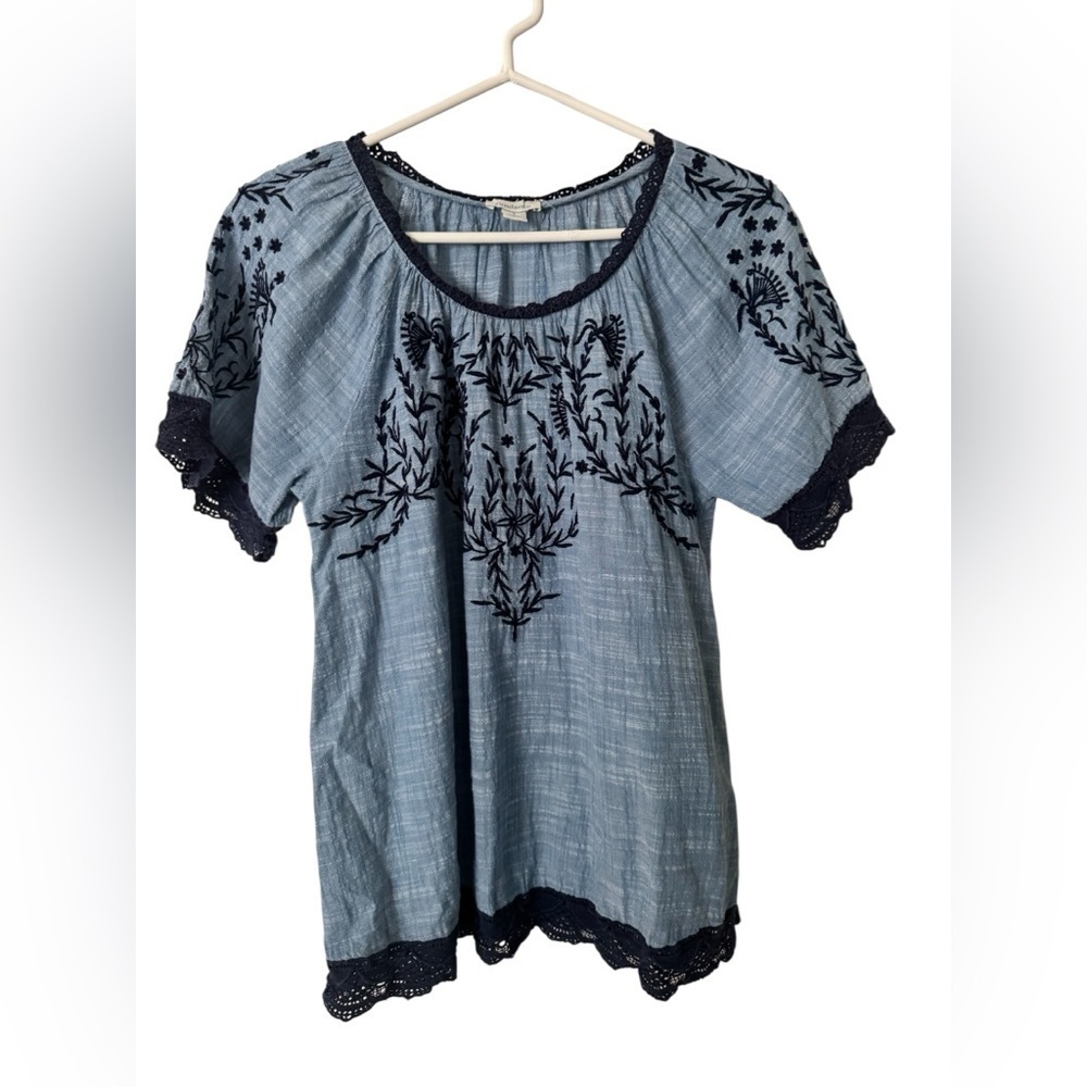 Sundance Embroidered Peasant Top Size S